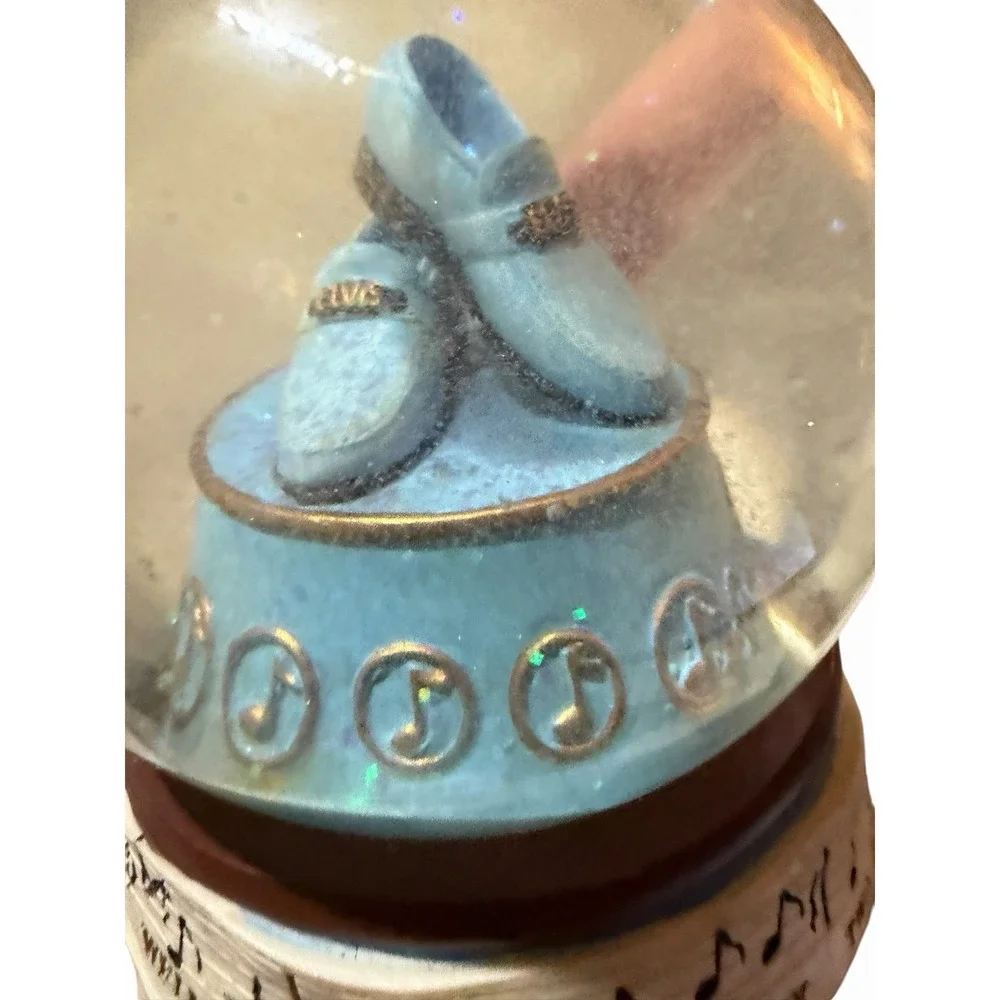 Vandor 1997 Elvis Presley Blue Suede Shoes Musical Snow Globe Collectible